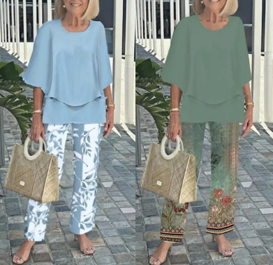 🔥 Ensemble pantalon imprimé et top à col ras du cou