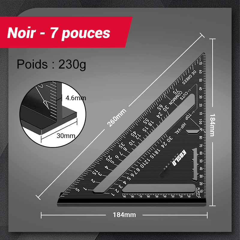 Guide de sciage à trois équerres pour charpentiers