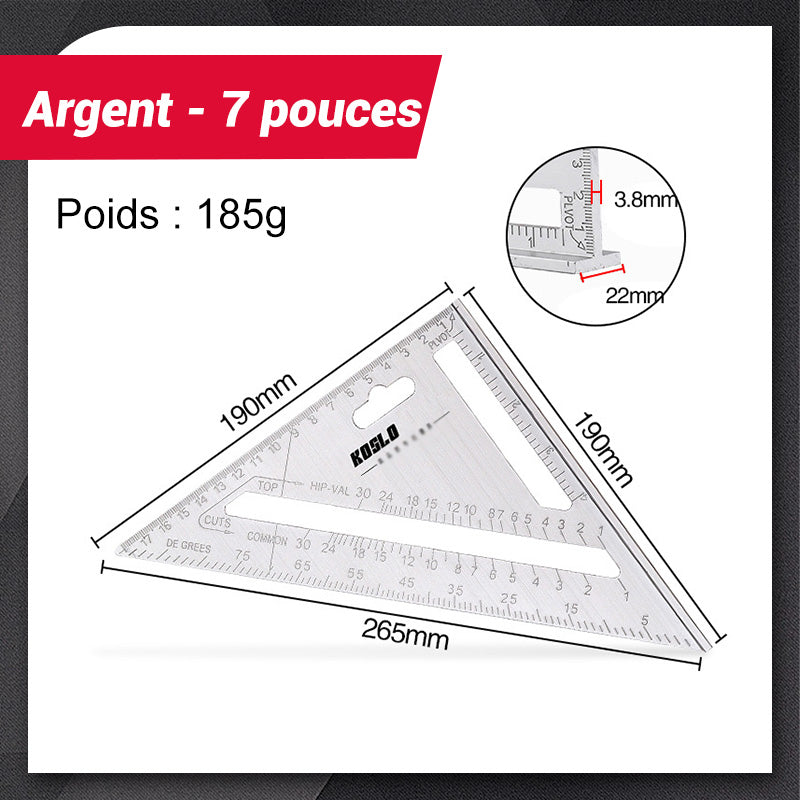Guide de sciage à trois équerres pour charpentiers
