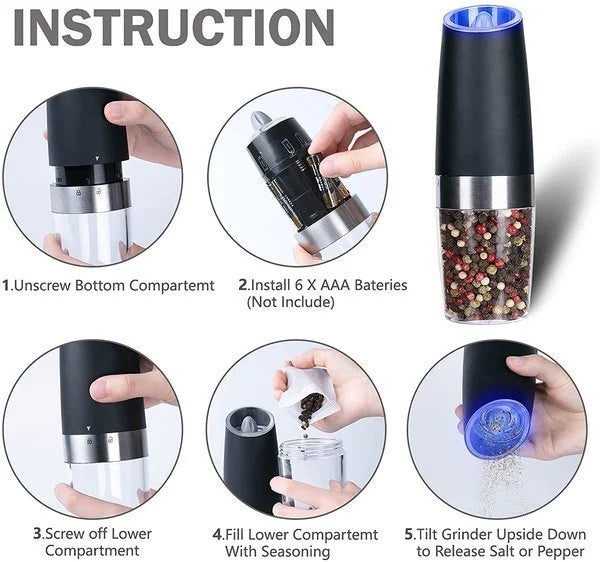 Vente 39% OFF - Moulin à sel et poivre électrique automatique à induction par gravité