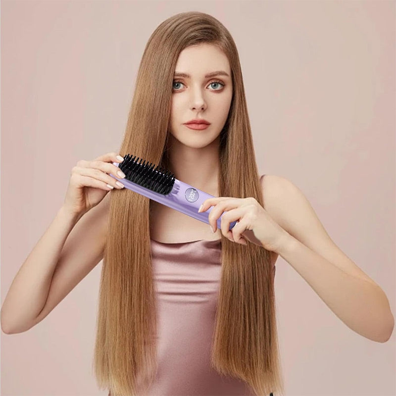 Brosse Lissante Sans Fil avec Écran LED pour Cheveux