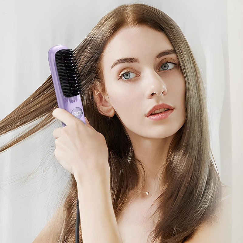 Brosse Lissante Sans Fil avec Écran LED pour Cheveux