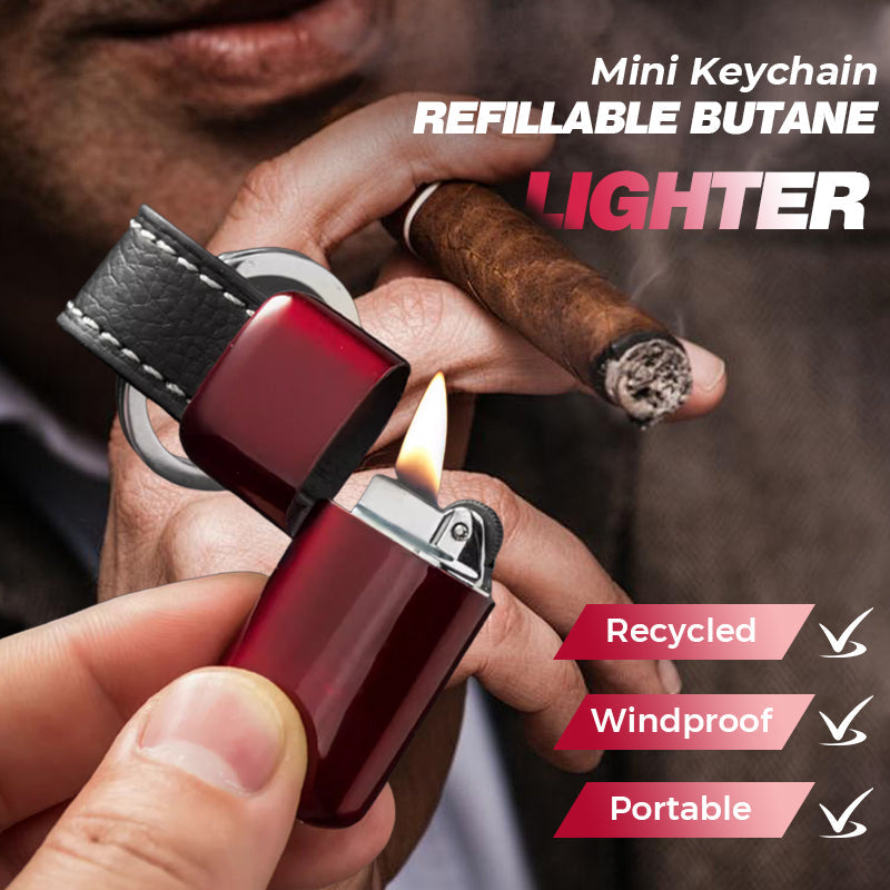 Mini Briquet Rechargeable à Butane avec Porte-Clés