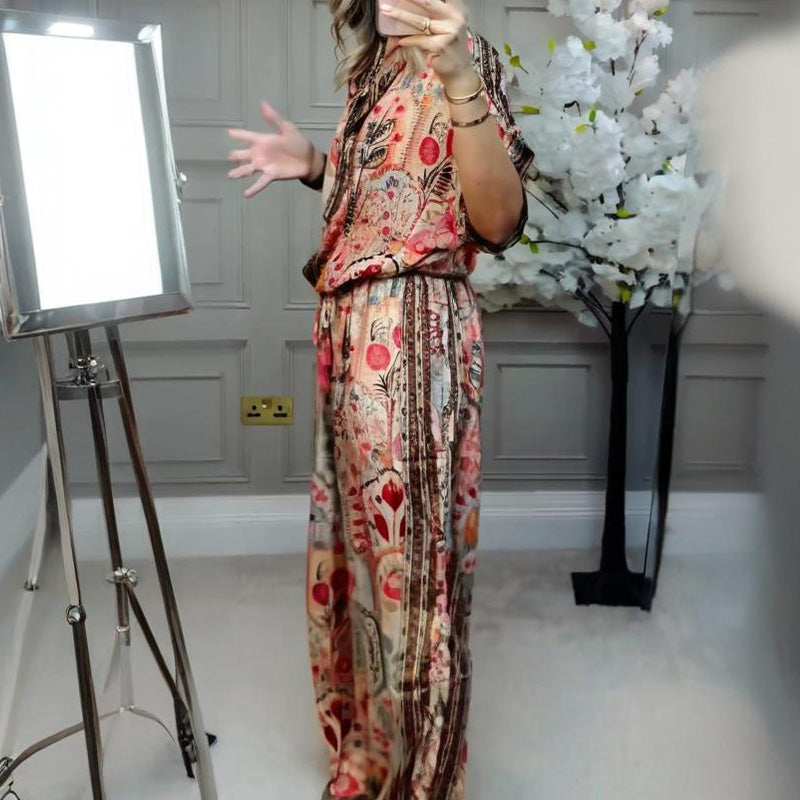 Spécial à durée limitée⏰Ensemble 2 pièces - Top imprimé et pantalon large