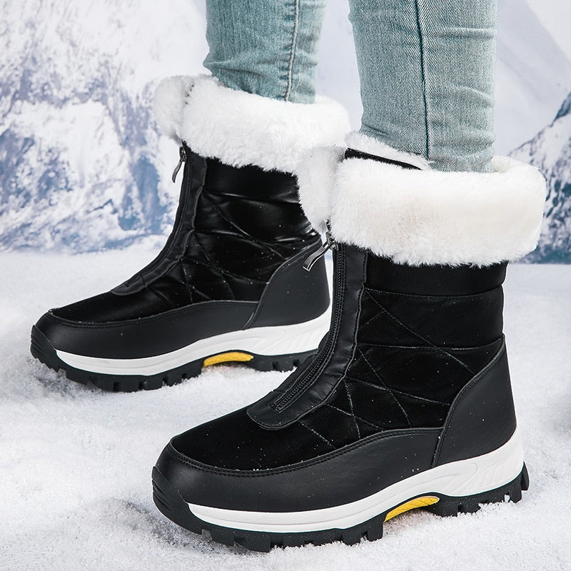 Bottes de neige chaudes antidérapantes à fermeture éclair pour femmes