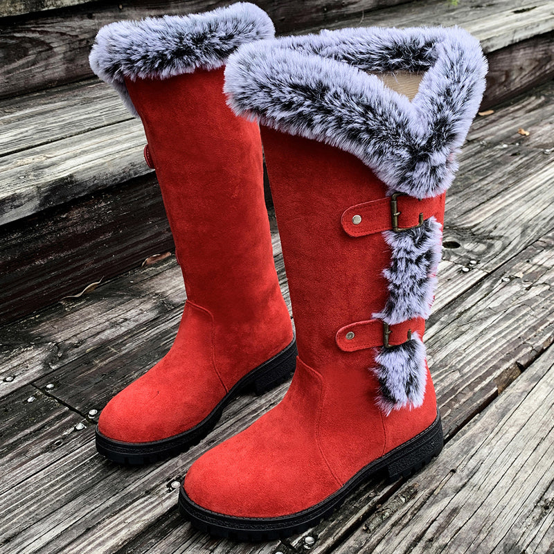 Bottes de neige mi-mollet épaisses en peluche pour femmes【Livraison gratuite】