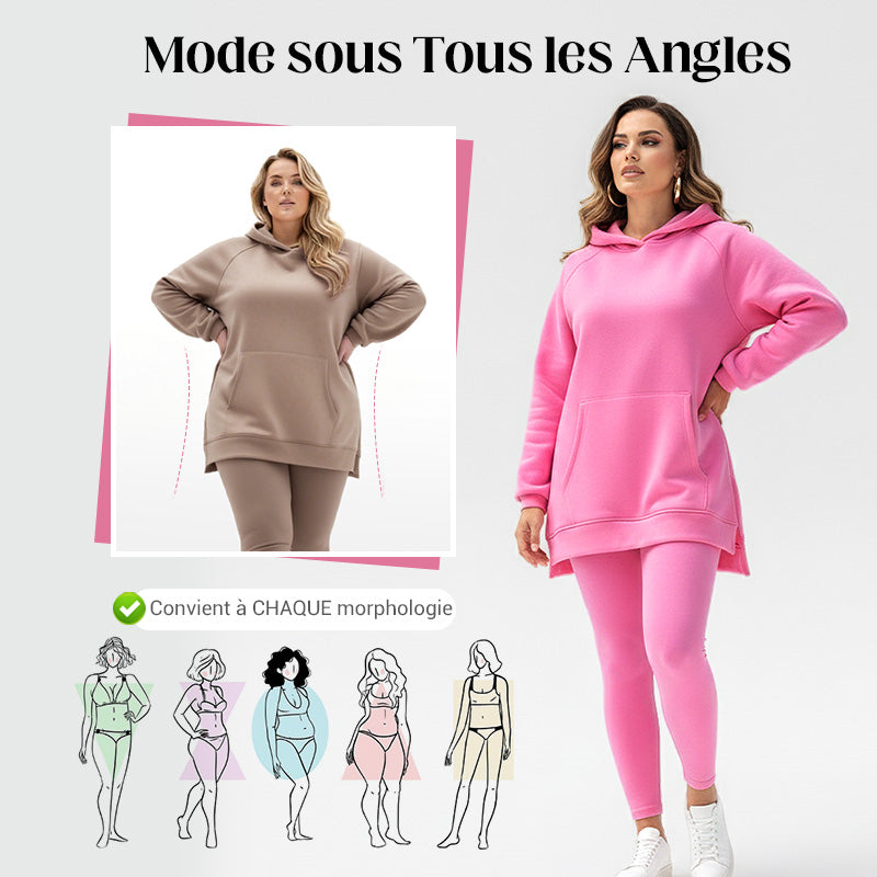 Ensemble élégant composé d'un sweat à capuche et d'un pantalon pour femmes
