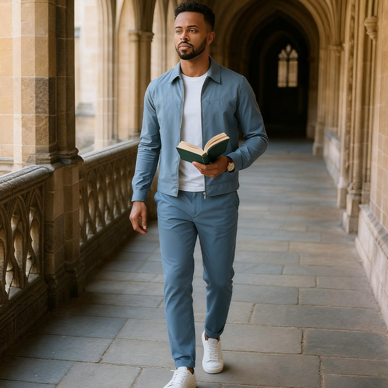 ✈️Livraison gratuite✈️Ensemble 2 pièces décontracté de couleur unie pour homme – Veste et pantalon