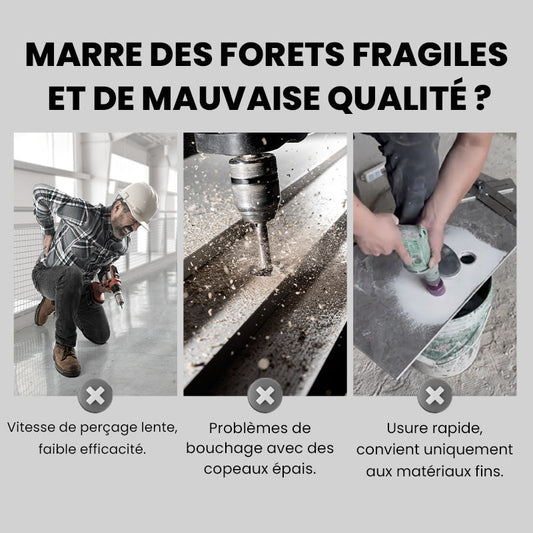 Kit de Forets Excentriques Dentelés à 4 Cannelures Haute Résistance