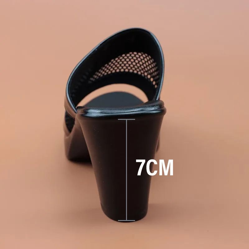 Pantoufles en cuir évidées à talons hauts pour femmes-💥30% de réduction pour une durée limitée💥