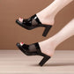 Pantoufles en cuir évidées à talons hauts pour femmes-💥30% de réduction pour une durée limitée💥