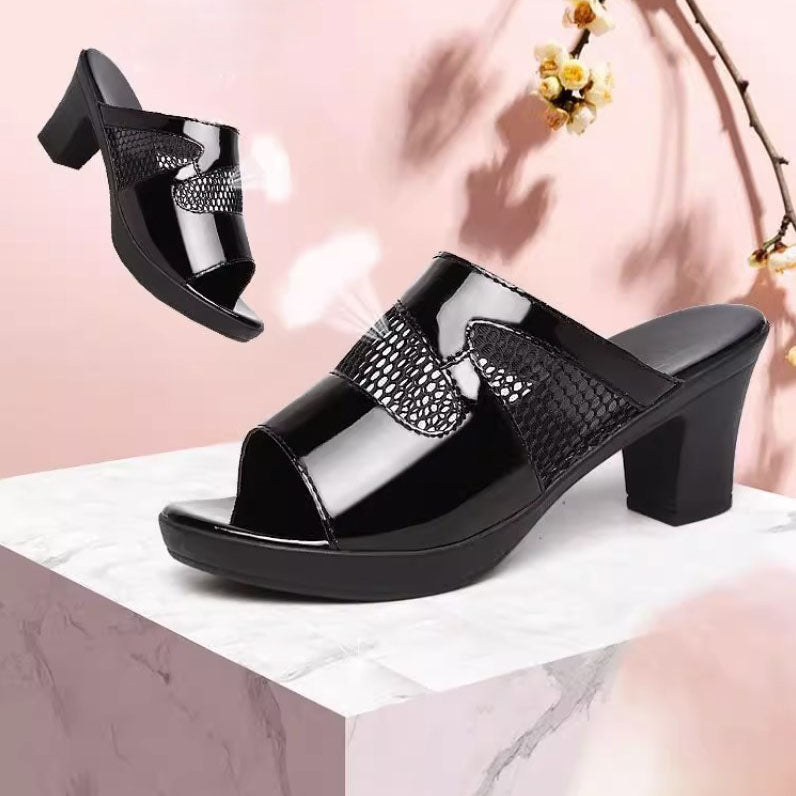 Pantoufles en cuir évidées à talons hauts pour femmes-💥30% de réduction pour une durée limitée💥