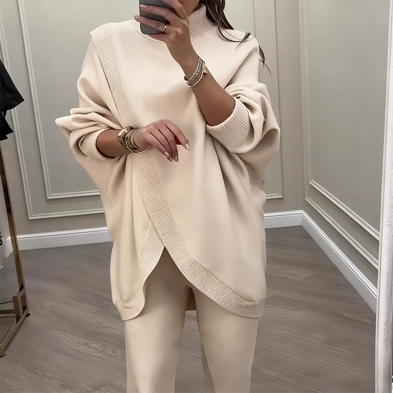 🎁 Soldes d'hiver 50 % de réduction 💝 Ensemble 2 pièces pour femme – Pull asymétrique + pantalon large