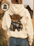 🎁Adorable sweat à capuche doublé polaire Highland Cow🎁