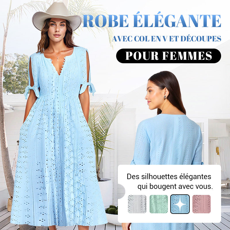 Robe élégante à col en V et découpe pour femme