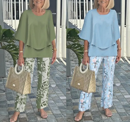 🔥 Ensemble pantalon imprimé et top à col ras du cou