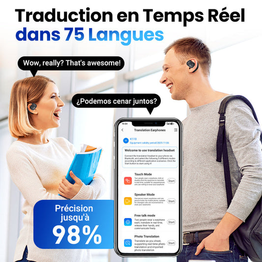 🔥 2025 Nouveauté – Écouteurs de Traduction Intelligente Sans Fil 🎧 ✨ Profitez de la Technologie Bluetooth à Moitié Prix ! Traduisez et Communiquez Facilement 🌍💬
