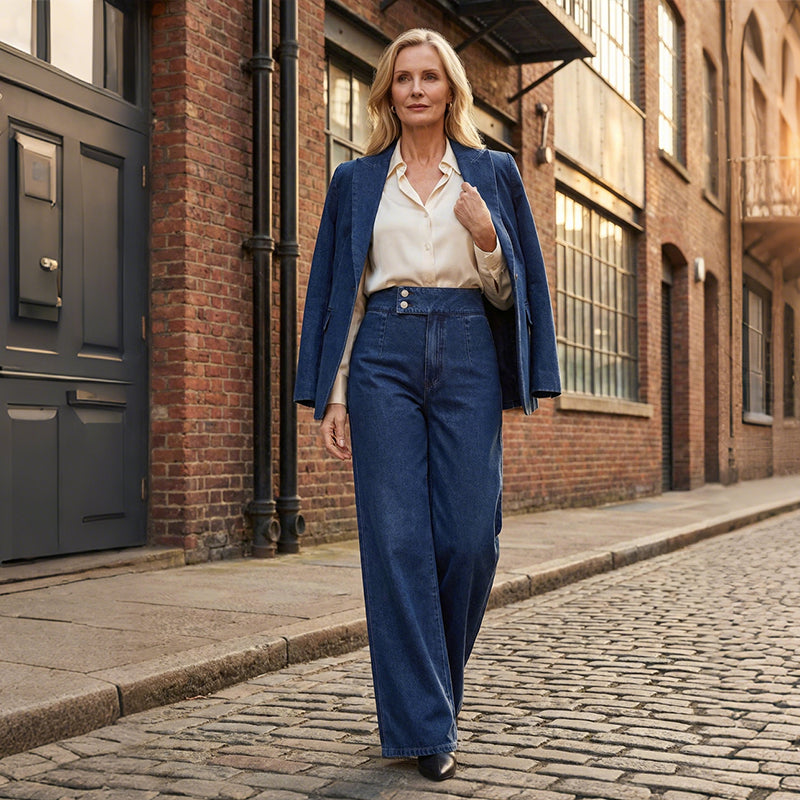 📢📢50 % de réduction !! ⏰Jean taille haute à jambes larges pour femme