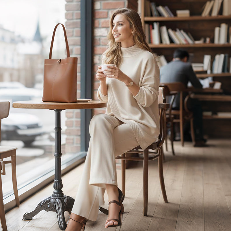 🎁 Soldes d'hiver 50 % de réduction 💝 Ensemble 2 pièces pour femme – Pull asymétrique + pantalon large