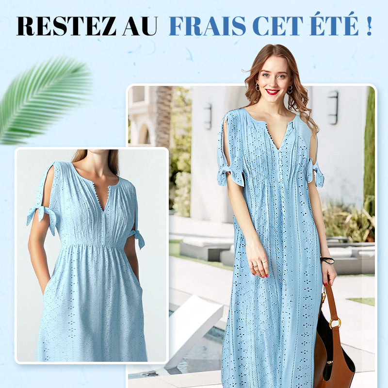 Robe élégante à col en V et découpe pour femme