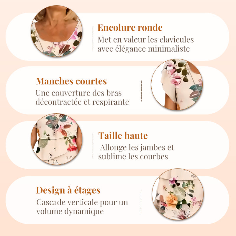 ✨️Nouveau produit✨️Robe en cascade à imprimé floral multi-végétal
