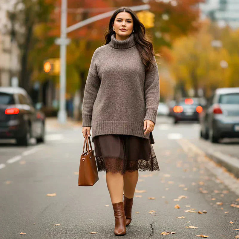 ❄️💃 Soldes d'hiver - 50 % de réduction 👗 Ensemble mini-robe et pull à col roulé pour femme