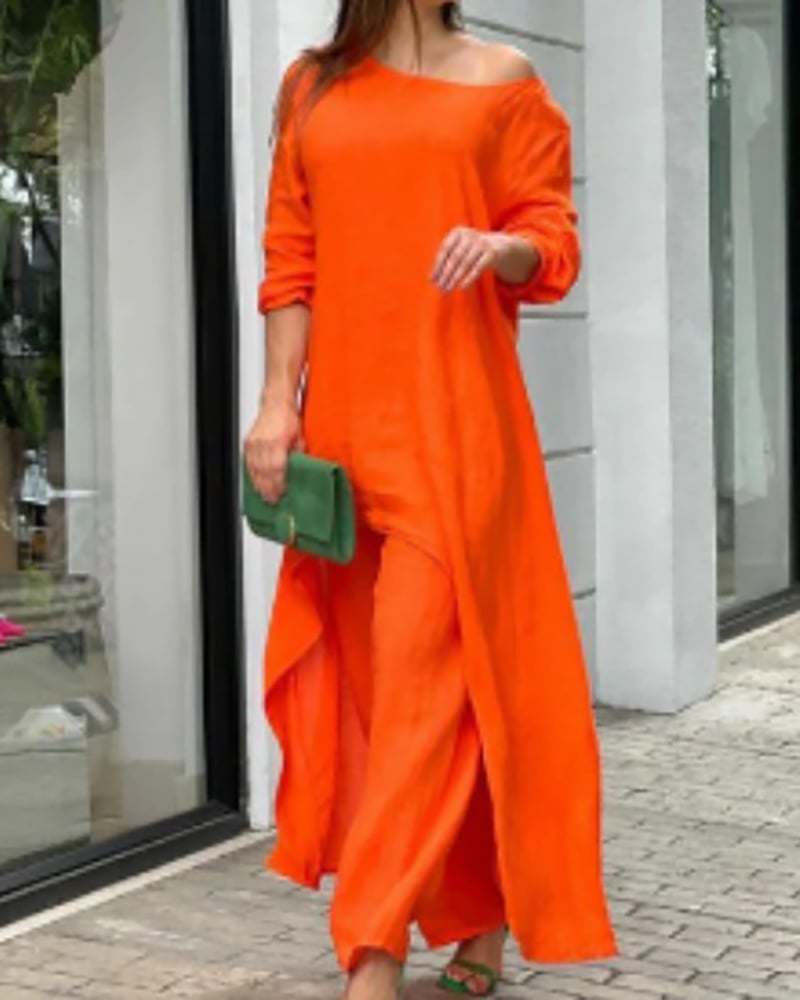 💥 Promotion du dernier jour 39% DE RÉDUCTION 💥💕 Tenue décontractée en lin de couleur unie pour femme💃💃