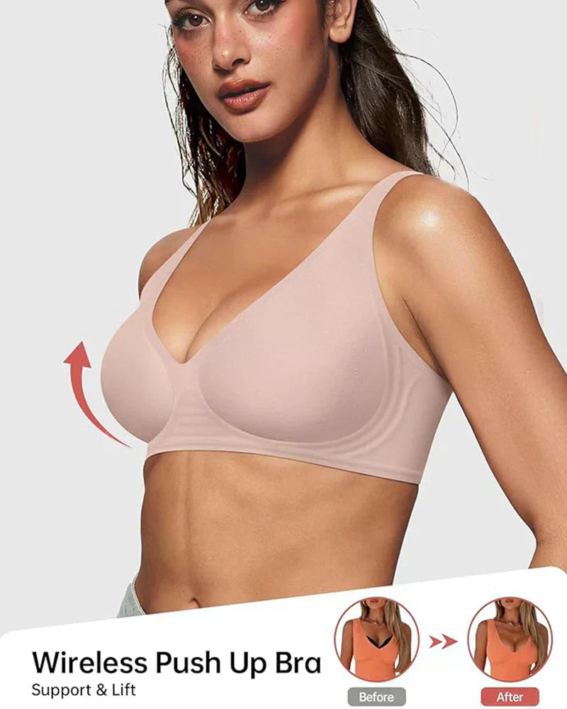 🍃 Vente chaude d'été 50% de réduction ⏰ Deep V Plunge Push-up sans fil sans couture Jelly Bra