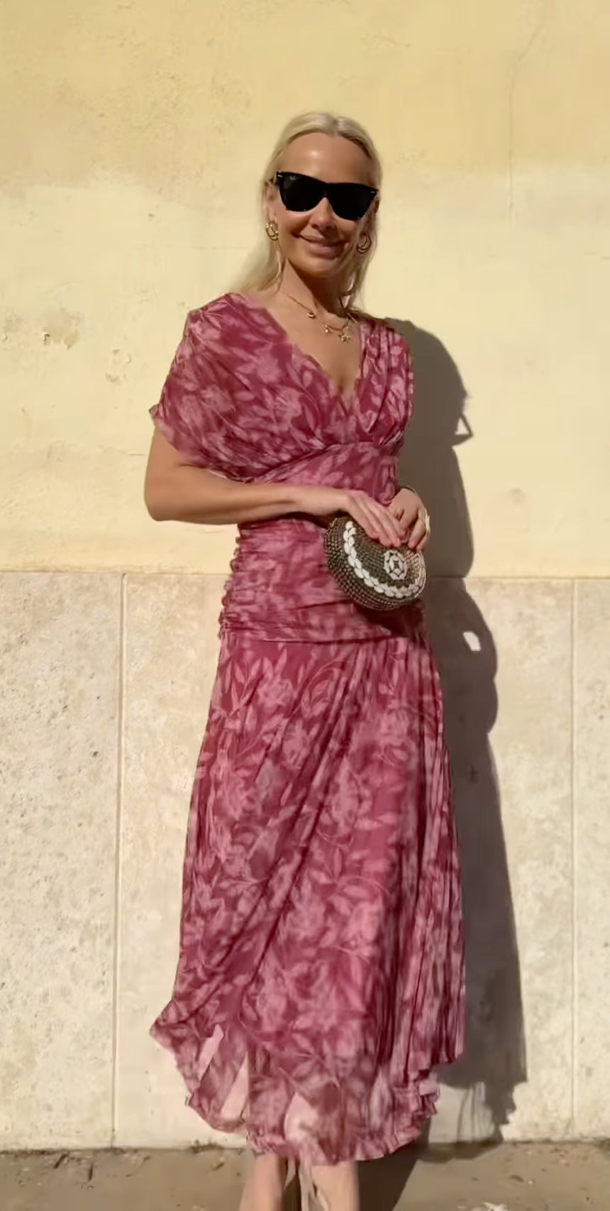 🎁  Vente chaude 50% de réduction 🔥 Robe imprimée à col V hors épaule pour femmes