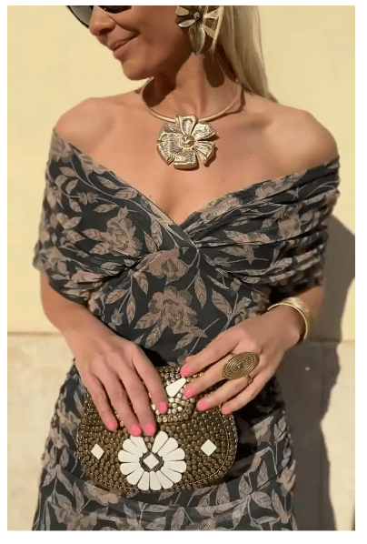 🎁  Vente chaude 50% de réduction 🔥 Robe imprimée à col V hors épaule pour femmes