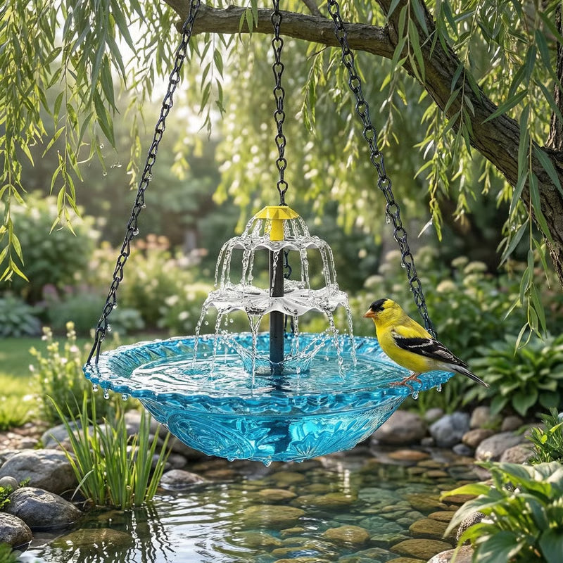 🔥💐 SOLDES DE PRINTEMPS - 50 % DE RÉDUCTION ⚡ PLUS DE 50 000 VENDUS ! 🐦 Baignoire à oiseaux suspendue solaire – Fontaine ou distributeur de nourriture pour oiseaux