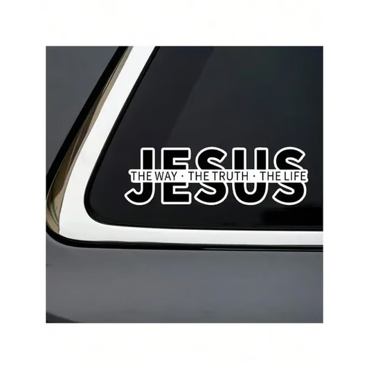 🎄 Le Cadeau Parfait 💗✝️ “Jesus-The Way·The Truth·The Life” Autocollant chrétien en vinyle pour voiture