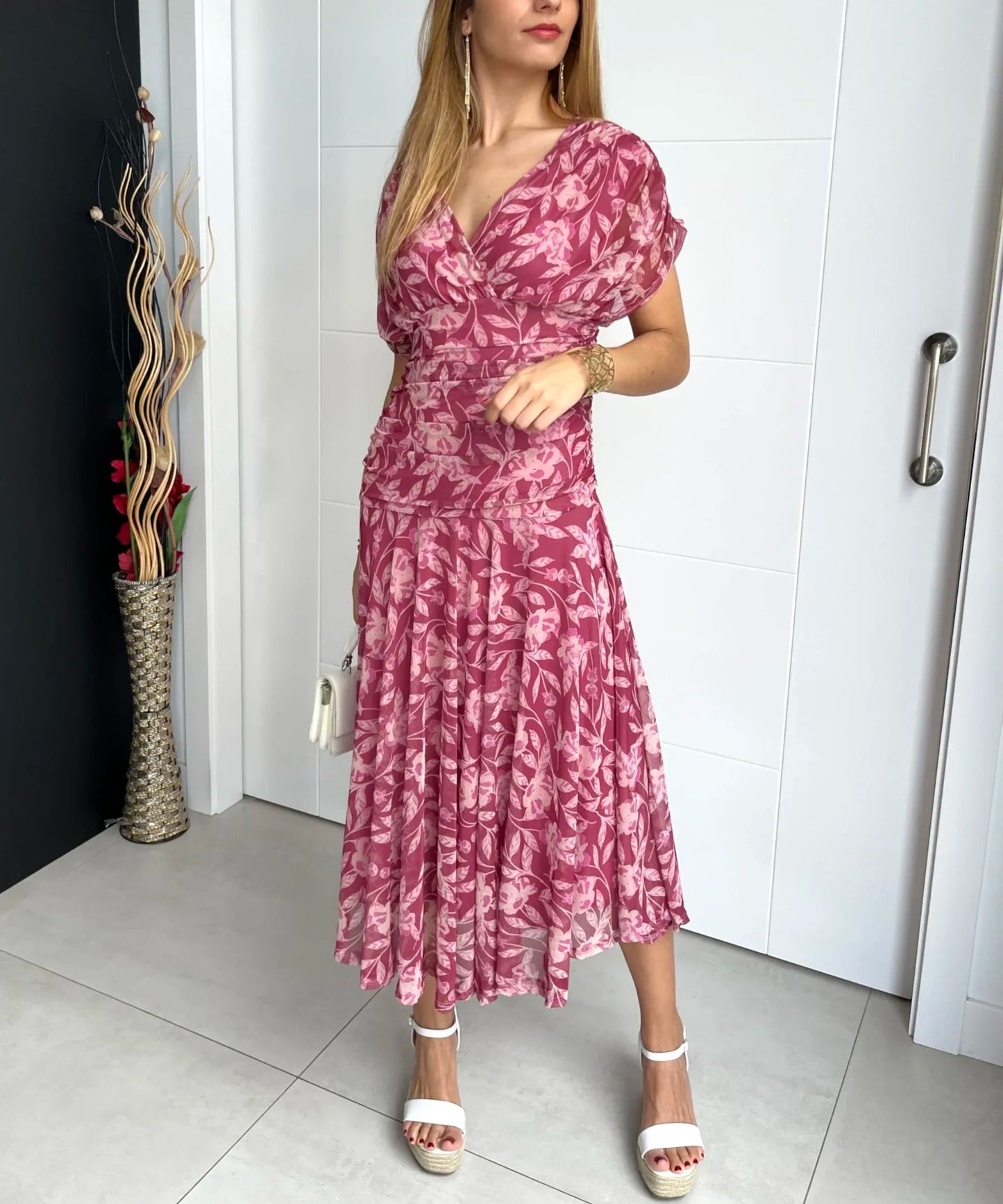 🎁  Vente chaude 50% de réduction 🔥 Robe imprimée à col V hors épaule pour femmes