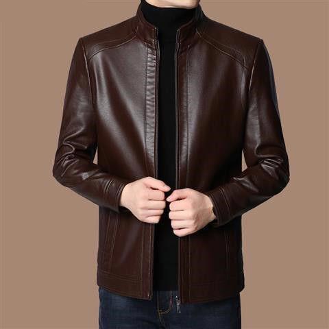 🔥  50% DE RÉDUCTION ! Veste Cuir Homme Doublure Peluche – Chaleur Hivernale, Coutures Main & Col Montant