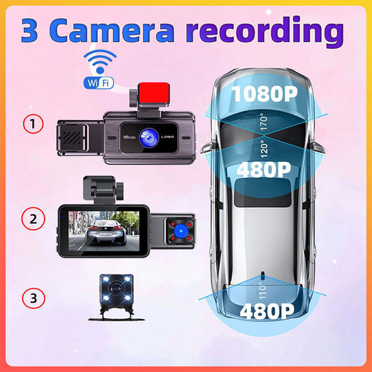 Caméra de bord à vision nocturne pour véhicules à 3 canaux