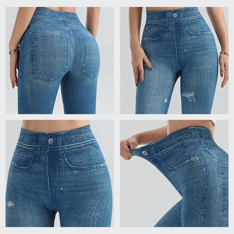 💥Compre dos y utilice el código de descuento: DAD15💥Leggings en denim extensible de fitness pour femmes Pantalon d'haltérophilie