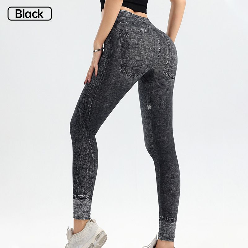 💥Compre dos y utilice el código de descuento: DAD15💥Leggings en denim extensible de fitness pour femmes Pantalon d'haltérophilie