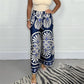 Pantalon large en satin imprimé élégant pour femme