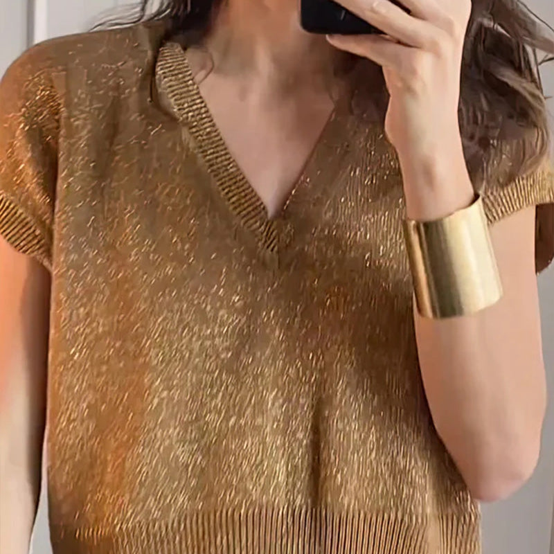 🔥Offre Fête des mères - 30% de réduction🤱Ensemble deux pièces gilet brillant et pantalon large pour femmes