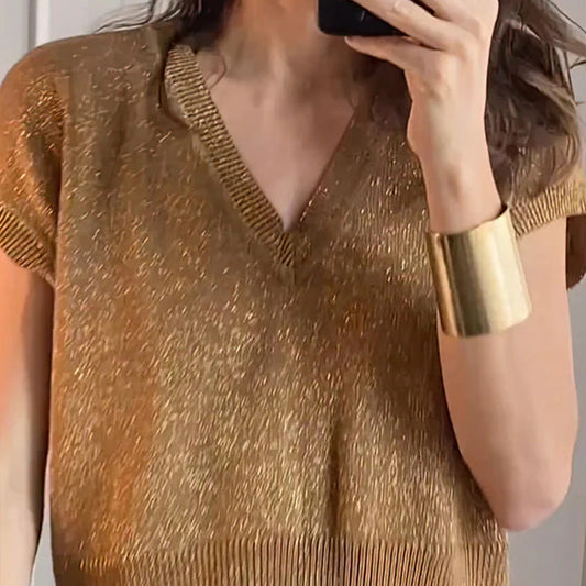 🔥Offre Fête des mères - 30% de réduction🤱Ensemble deux pièces gilet brillant et pantalon large pour femmes