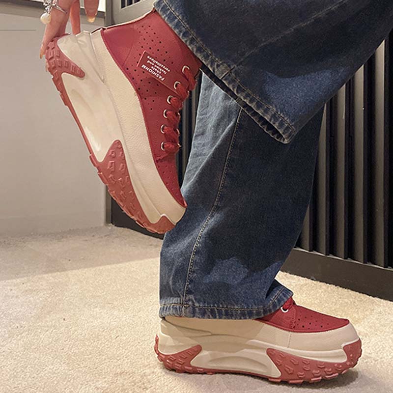 Chaussures à Plateforme à Tige Haute Respirante et Creuse pour Femmes