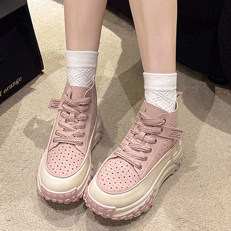 Chaussures à Plateforme à Tige Haute Respirante et Creuse pour Femmes