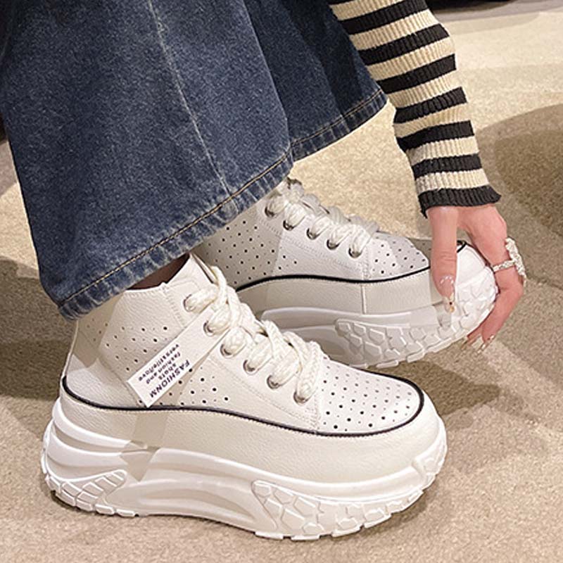 Chaussures à Plateforme à Tige Haute Respirante et Creuse pour Femmes
