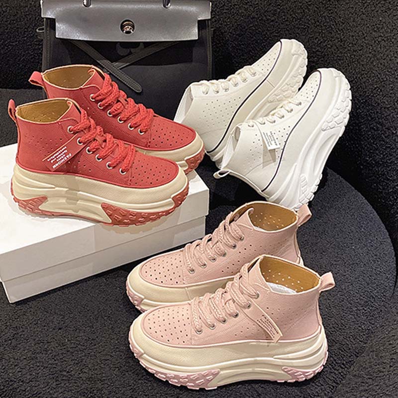 Chaussures à Plateforme à Tige Haute Respirante et Creuse pour Femmes