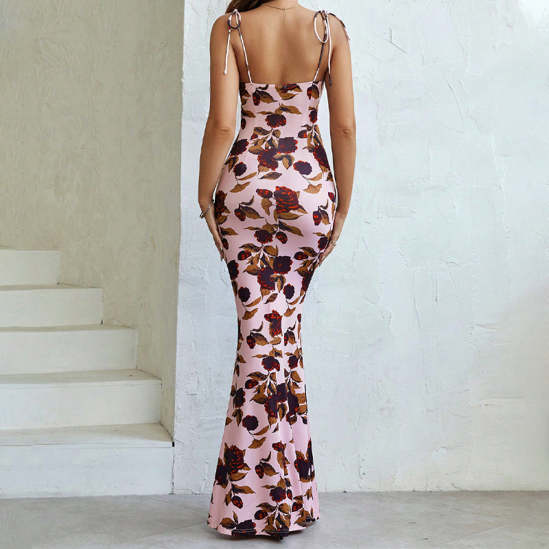 Robes de bal à imprimé floral avec ourlet en queue de poisson