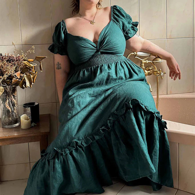 Robe à volants à nouer dans le dos et à poches