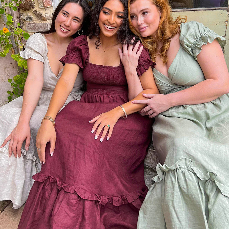 Robe à volants à nouer dans le dos et à poches