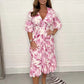 Robes élégantes à col en V et imprimé botanique pour femme