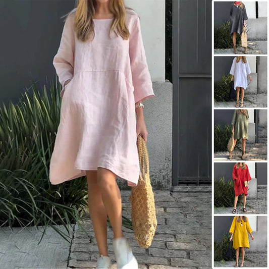 💥 New 39% off 💗 Solid colour casual loose dress