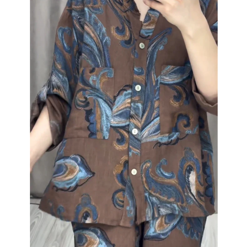 🔥2024 Nouveau Chemise et pantalon pour femmes, ensemble de deux pièces